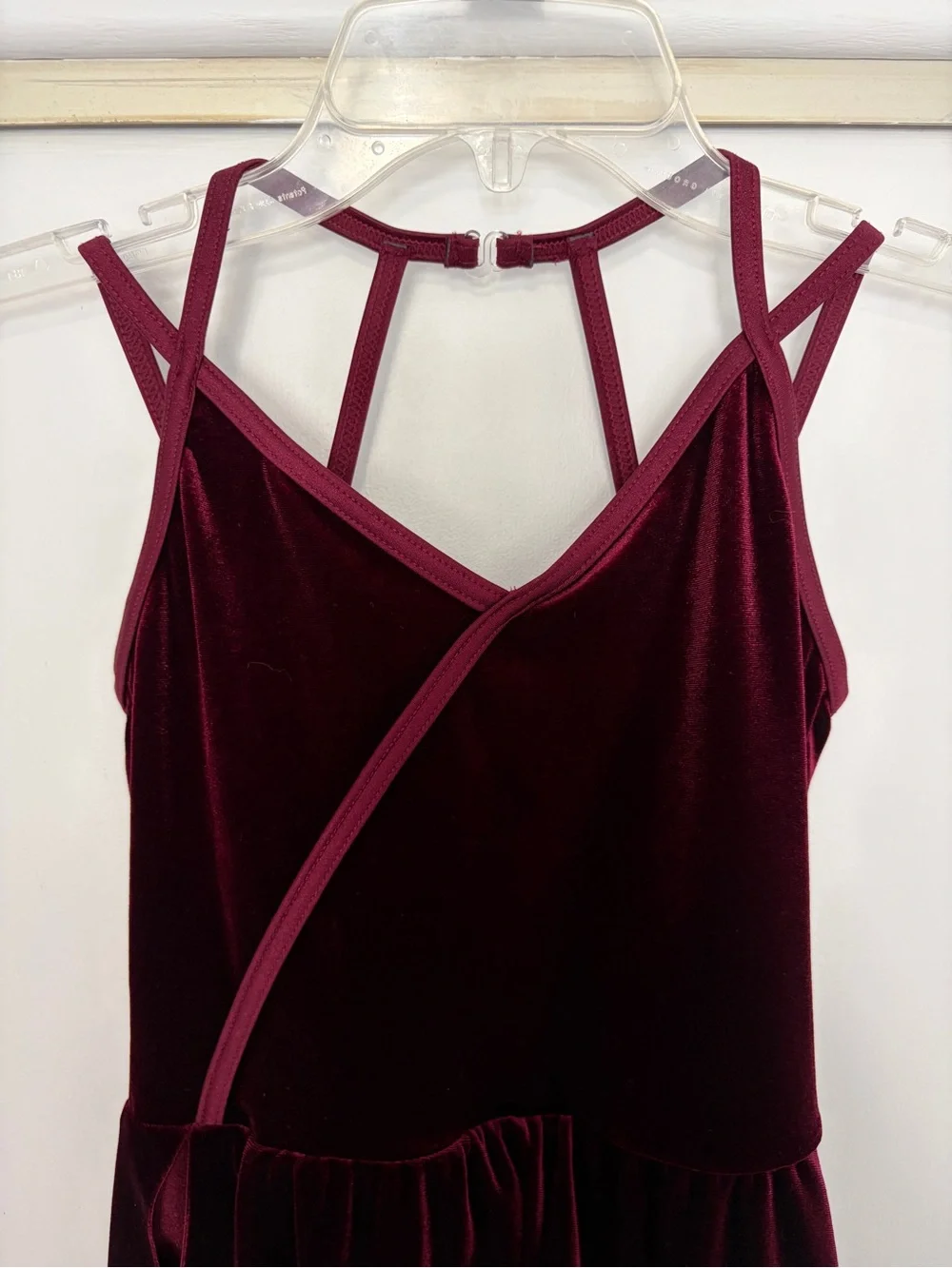 Weissman Burgundy Velvet Multi-Strap Dress